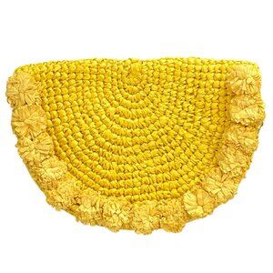 Boden Straw Clutch Raffia Bag Yellow Sunshine Bohemian Purse Cruise Vacation
